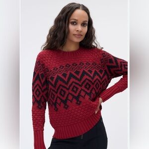 NWT Alp N Rock Selena II Crew Neck Sweater Deep Red Fair Isle Winter Ski XL